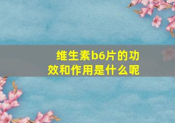 维生素b6片的功效和作用是什么呢