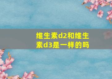 维生素d2和维生素d3是一样的吗