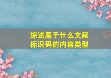 综述属于什么文献标识码的内容类型