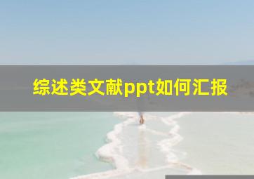 综述类文献ppt如何汇报