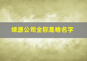 绿源公司全称是啥名字