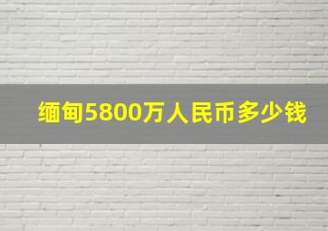 缅甸5800万人民币多少钱