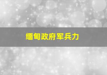 缅甸政府军兵力