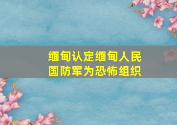 缅甸认定缅甸人民国防军为恐怖组织