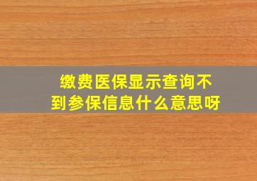 缴费医保显示查询不到参保信息什么意思呀