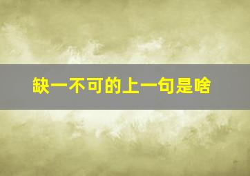 缺一不可的上一句是啥