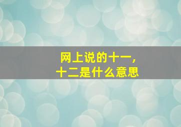 网上说的十一,十二是什么意思