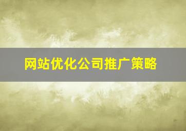 网站优化公司推广策略