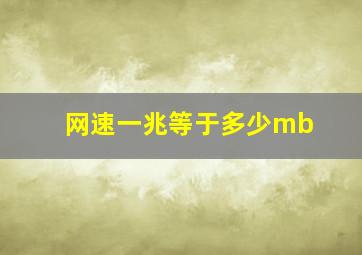 网速一兆等于多少mb