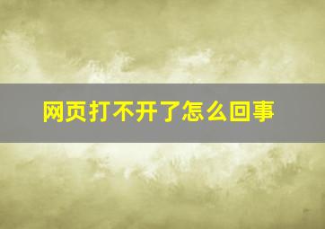 网页打不开了怎么回事