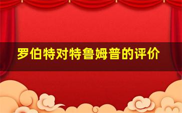 罗伯特对特鲁姆普的评价