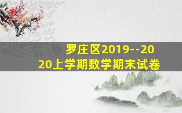 罗庄区2019--2020上学期数学期末试卷