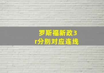 罗斯福新政3r分别对应连线