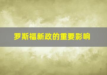 罗斯福新政的重要影响