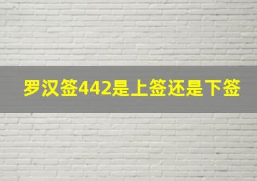 罗汉签442是上签还是下签