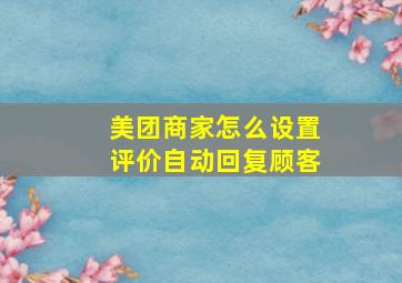 美团商家怎么设置评价自动回复顾客