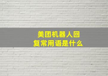 美团机器人回复常用语是什么