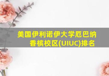 美国伊利诺伊大学厄巴纳香槟校区(UIUC)排名