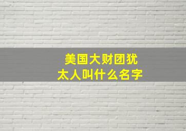 美国大财团犹太人叫什么名字