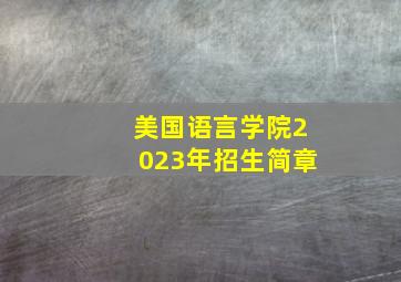 美国语言学院2023年招生简章