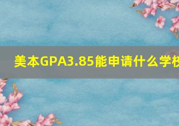 美本GPA3.85能申请什么学校