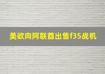 美欲向阿联酋出售f35战机