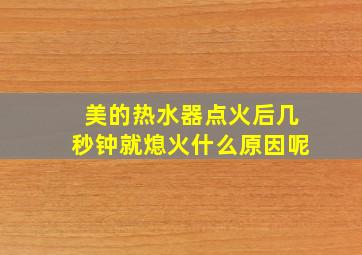 美的热水器点火后几秒钟就熄火什么原因呢