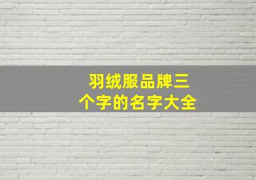 羽绒服品牌三个字的名字大全