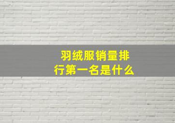 羽绒服销量排行第一名是什么