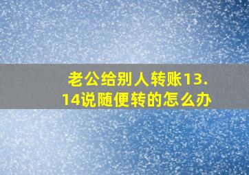 老公给别人转账13.14说随便转的怎么办