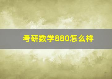 考研数学880怎么样