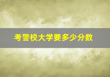 考警校大学要多少分数