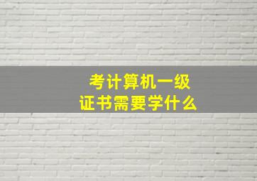 考计算机一级证书需要学什么