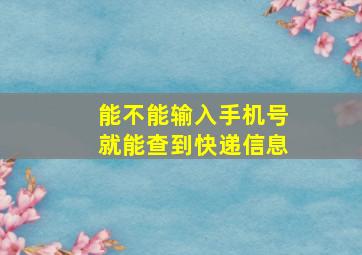 能不能输入手机号就能查到快递信息