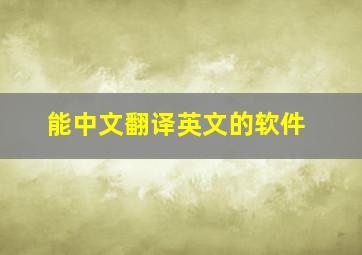 能中文翻译英文的软件