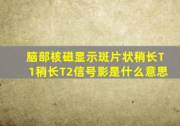 脑部核磁显示斑片状稍长T1稍长T2信号影是什么意思