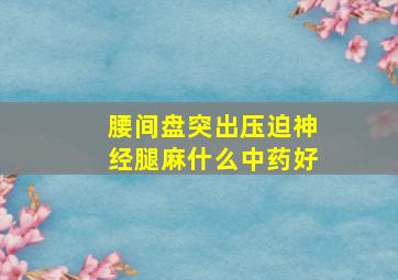 腰间盘突出压迫神经腿麻什么中药好