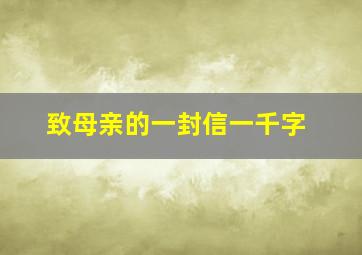 致母亲的一封信一千字