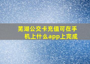 芜湖公交卡充值可在手机上什么app上完成