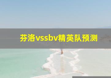 芬洛vssbv精英队预测