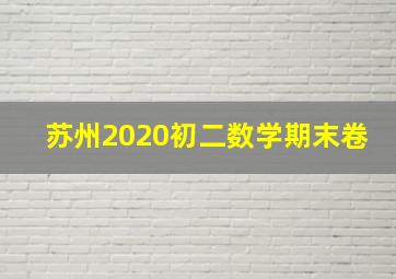 苏州2020初二数学期末卷