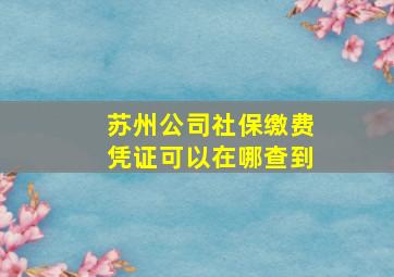 苏州公司社保缴费凭证可以在哪查到