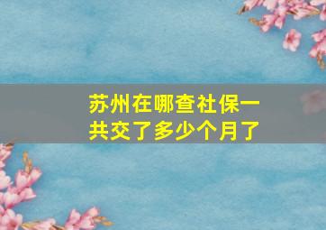 苏州在哪查社保一共交了多少个月了