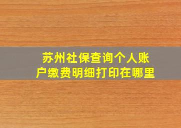 苏州社保查询个人账户缴费明细打印在哪里