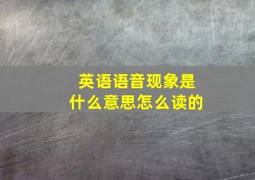 英语语音现象是什么意思怎么读的