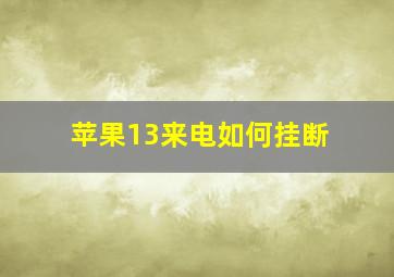 苹果13来电如何挂断