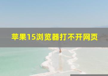 苹果15浏览器打不开网页