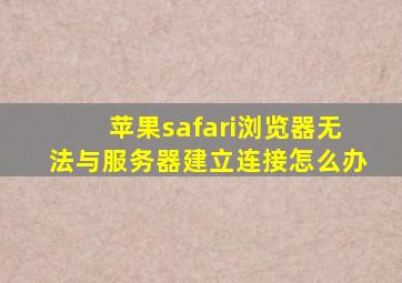 苹果safari浏览器无法与服务器建立连接怎么办