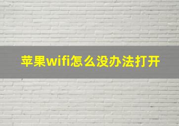 苹果wifi怎么没办法打开