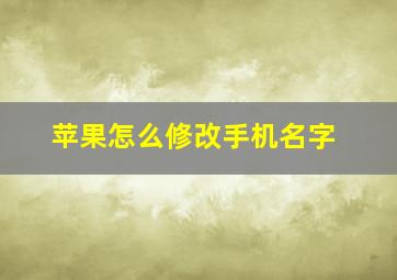 苹果怎么修改手机名字